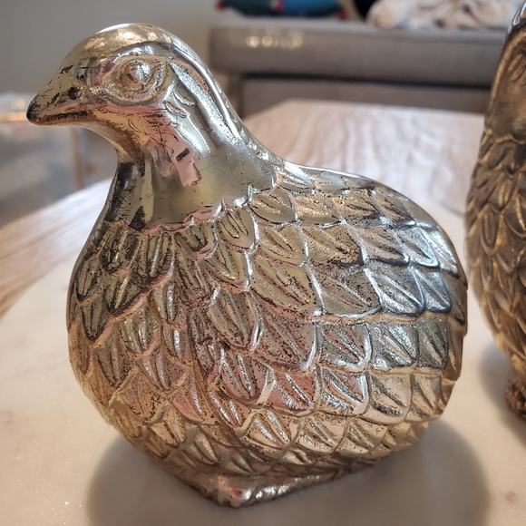 Mid-Century Small Figurines Pair of Quail Partridge Bird Guinea Hen Vintage - Picture 2 of 5